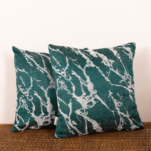 Set 2 perne decorative Hiko Chenille verde dark, cu fata detasabila