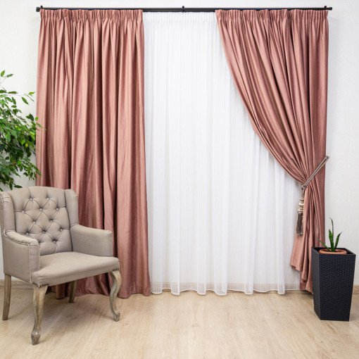 Draperie Hiko Comfy catifea Somon, cu rejansa, 1 bucata