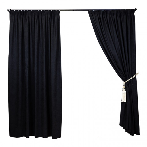 Set doua draperii Hiko Base stofa neagra, cu rejansa - Img 1