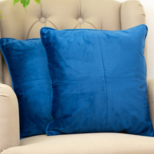 Set 2 perne decorative cu fata detasabila, Hiko COMFY catifea albastru royal