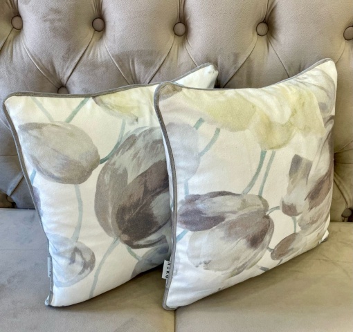 Set 2 perne decorative, cu fata detasabila, Hiko Plus Bloom gri 2x40x40cm