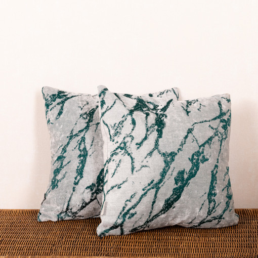 Set 2 perne decorative Hiko Chenille verde, cu fata detasabila