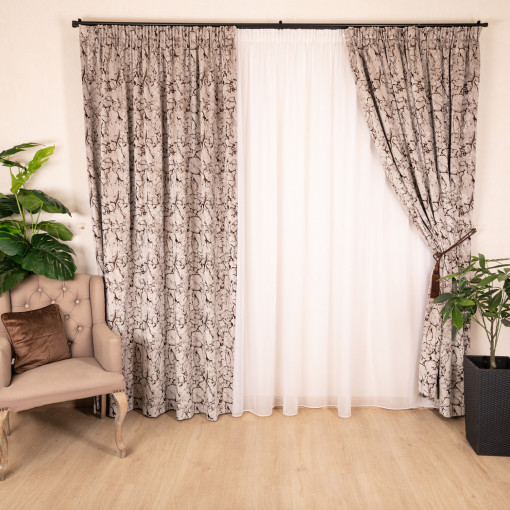 Set 2 draperii Hiko Chenille maro, cu rejansa