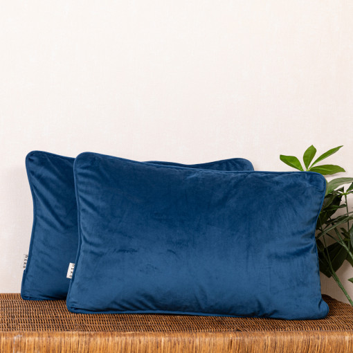 Set 2 perne decorative 2x40x60cm cu fata detasabila, Hiko COMFY catifea albastru royal