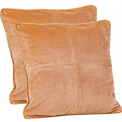 Set doua perne decorative cu fata detasabila, Hiko COMFY catifea crem