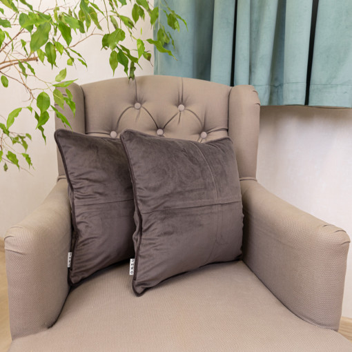 Set doua perne decorative cu fata detasabila, Hiko COMFY catifea deep taupe