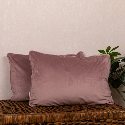 Set 2 perne decorative 2x40x60cm cu fata detasabila, Hiko COMFY catifea roz pudra