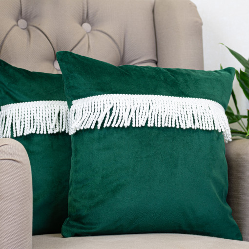Set 2 perne decorative cu fata detasabila, Hiko Comfy catifea verde smarald