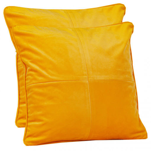 Set doua perne decorative cu fata detasabila, Hiko COMFY catifea galbena