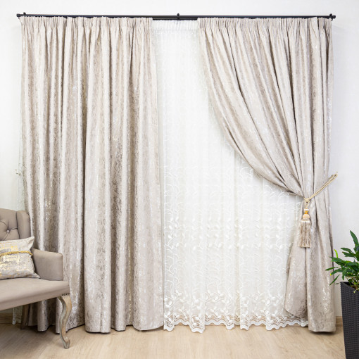 Set 2 draperii Hiko IMPERIAL SHADOW light taupe, cu rejansa