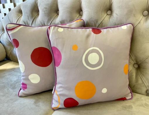 Set 2 perne decorative 2Face cu fata detasabila, Hiko Bubbles mov/gri 2x40x40cm