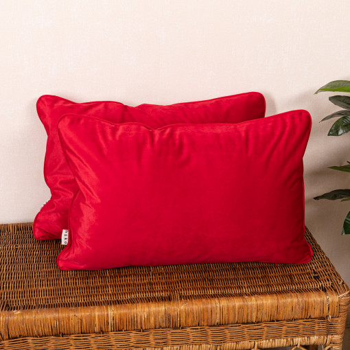 Set 2 perne decorative 2x40x60cm cu fata detasabila, Hiko COMFY catifea rosu intens