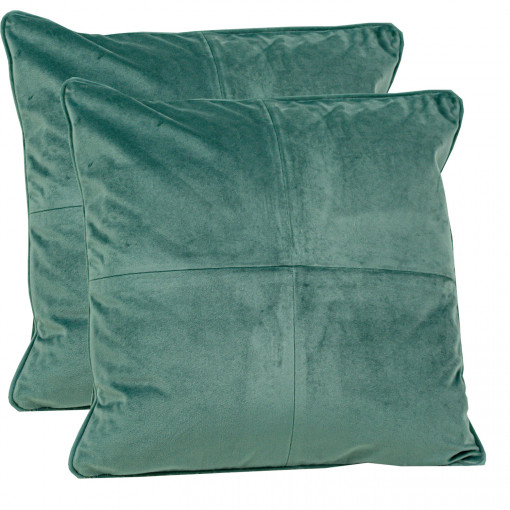 Set doua perne decorative cu fata detasabila, Hiko COMFY catifea verde deschis