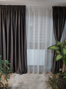Draperie Hiko Comfy catifea Deep Taupe, cu rejansa, 1 bucata - Img 5