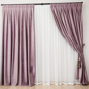 Draperie Hiko COMFY catifea roz pudra, cu rejansa pliuri, 1 bucata - Img 2