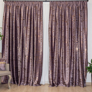 Draperie Hiko COMFY IMPERIAL catifea imprimata, roz murdar, cu rejansa, 1 bucată - Img 4