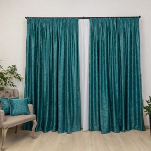 Draperie Hiko Imperial Garden verde petrol, cu rejansa Premium, creion de 6,5cm, 1 bucata - Img 4