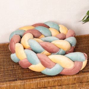 Hiko Baby Bumper impletit din catifea colorat pastel, protectie laterala patut 215cm - Img 2