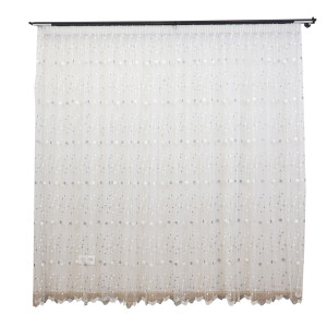 Perdea nesifonabila ivoire brodata Hiko Dots Silver 150x214cm, cu rejansa - Img 2