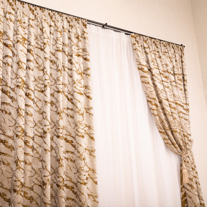 Set 2 draperii Hiko Chenille mustar, cu rejansa - Img 4
