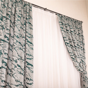 Set 2 draperii Hiko Chenille verde, cu rejansa - Img 2