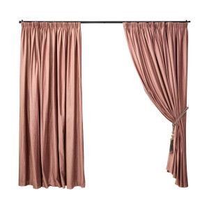 Set 2 draperii Hiko Comfy catifea Somon, cu rejansa Premium, creion de 6,5cm - Img 2
