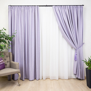 Set 2 draperii Hiko Lux Blackout, dimout mov lavanda, cu rejansa