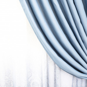 Set 2 draperii opace Hiko Blackout, dimout 90% bleu, cu rejansa - Img 2