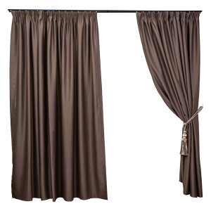 Set 2 draperii opace, Hiko Blackout maro usor lucios, cu rejansa - Img 2