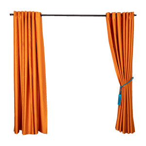 Set 2 draperii opace, Hiko Blackout orange usor lucios, cu prindere inele plastic - Img 4