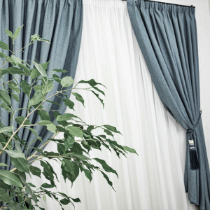 Set 2 draperii opace, Hiko Lux Blackout, dimout Bluevert, cu rejansa - Img 2