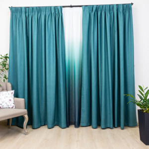 Set 2 draperii opace, Lux Blackout, verde turcoaz, cu rejansa - Img 2