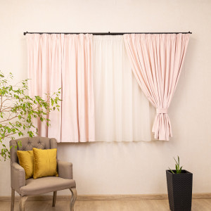 Set 2 draperii scurte cu doua benzi de prindere, Hiko COMFY catifea baby roz, cu rejansa - Img 4