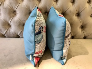 Set 2 perne decorative 2x40x40cm cu fata detasabila, Hiko Teen moto ocean blue - Img 3