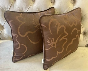 Set 2 perne decorative cu fata detasabila, Hiko Flower maro 2x40x40cm - Img 3