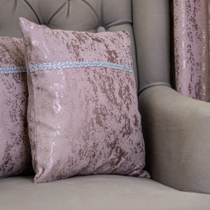 Set 2 perne decorative cu fata detasabila, Hiko IMPERIAL SHADOW roz pudra 2x40x40cm - Img 3