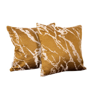 Set 2 perne decorative Hiko Chenille mustar dark, cu fata detasabila - Img 2