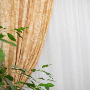 Set 3 piese, draperii Hiko Nostalgie Garden Wheat si o perdea din voal, cu rejansa - Img 4
