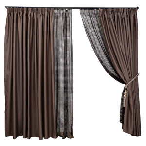 Set 4 piese Hiko maro, doua draperii Blackout, dimout usor lucios si doua perdele PLASA, cu rejansa - Img 2