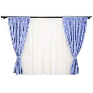 Set 5 piese draperii bumbac, scurte Hiko Nostalgie Garden Byzantine cu doua bentite si o perdea Ana Soft, cu rejansa - Img 2