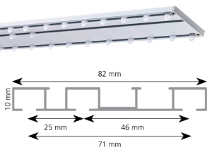 Sina ALBA 3canale, din aluminiu cu accesorii de prindere al perdelelor si draperiilor, pe dimensiunea exacta