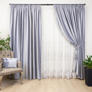 Draperie gri Hiko catifea Comfy Steel Grey, cu rejansa, 1 bucata