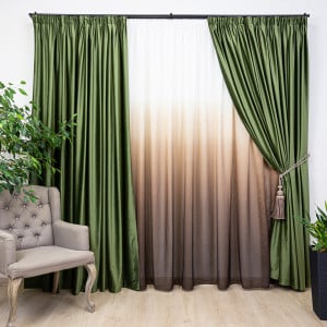 Draperie Hiko Comfy catifea khaky, cu rejansa, 1 bucata - Img 1
