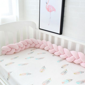 Hiko Baby Bumper impletit din catifea colorat pastel, protectie laterala patut 215cm - Img 3