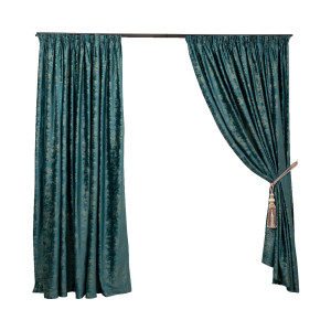 Set 2 draperii catifea imprimata, Hiko Comfy Cloud verde, cu rejansa - Img 2