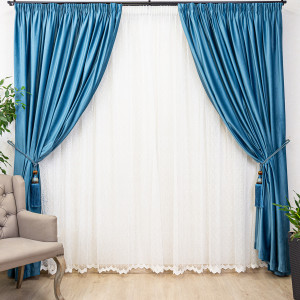 Set 2 draperii din catifea Hiko Comfy Ocean Blue, cu rejansa - Img 4