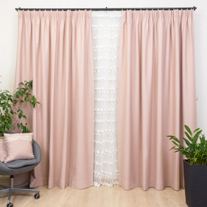 Set 2 draperii Hiko Blackout, dimout 85% roz pudra, cu rejansa creion - Img 3