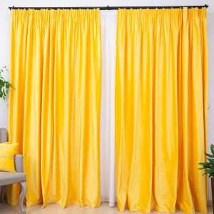 Set 2 draperii Hiko COMFY catifea galbena, cu rejansa - Img 3