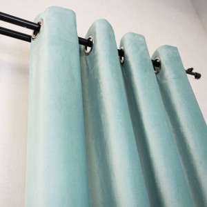 Set 2 draperii Hiko Comfy catifea ice blue, prindere pe inele alama - Img 3