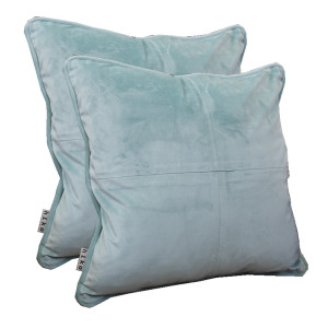 Set 2 perne decorative, cu vipusca si fata detasabila, HIKO Comfy catifea Ice Blue - Img 2